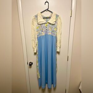 Vintage 70s Dress Juniors Sz 11 Boho Prairie Maxi Hippy Teacher Modern XS/S Fit